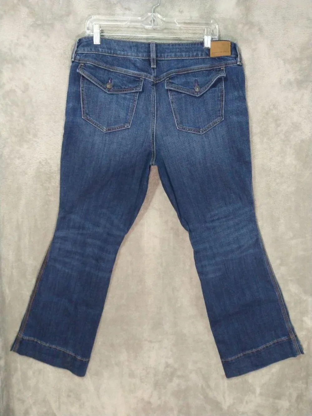 American Eagle Jeans Womens 12 Short Blue Denim Kick Boot Super Low Rise Stretch